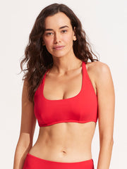 Seafolly SF Collective DD Scoop Neck Halter in Chilli Red, view 1, click to see full size