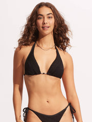 Seafolly Marrakesh Longline Slide Triangle in Black, view 1, click to see full size