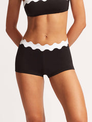 Seafolly Gia Ric Rac Boyleg in Black, view 1, click to see full size