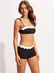 Seafolly Gia Ric Rac Boyleg in Black, view 3, click to see full size
