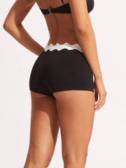 Seafolly Gia Ric Rac Boyleg in Black, view 2, click to see full size