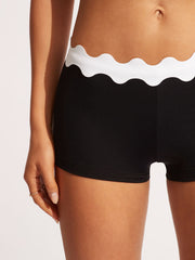 Seafolly Gia Ric Rac Boyleg in Black, view 4, click to see full size