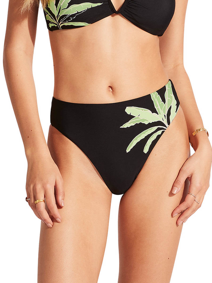 Seafolly Palm Paradise High Rise Bottom In Black