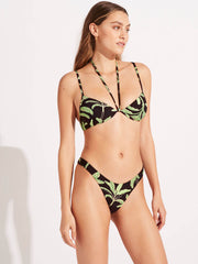 Seafolly Palm Paradise High Cut Rio In Black, view 3, click to see full size
