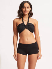 Seafolly Seafolly Collective Roll Top Boyleg in Black, view 4, click to see full size