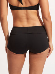Seafolly Seafolly Collective Roll Top Boyleg in Black, view 2, click to see full size
