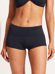 Seafolly Seafolly Collective Roll Top Boyleg in True Navy, view 1, click to see full size