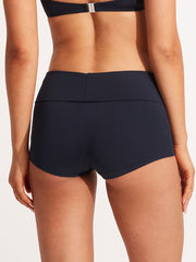 Seafolly Seafolly Collective Roll Top Boyleg in True Navy, view 2, click to see full size