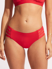 Seafolly Seafolly Collective Multi Strap Hipster Bottom in Chilli Red, view 1, click to see full size