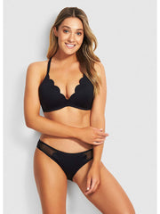 Seafolly Petal Edge D Cup Bralette Black, view 1, click to see full size
