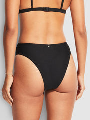 Seafolly Essentials High Waisted Bottom in Black, view 2, click to see full size