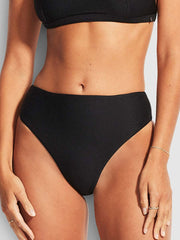 Seafolly Essentials High Waisted Bottom in Black, view 1, click to see full size