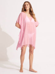 Seafolly Amnesia Kaftan in Parfait Pink, view 3, click to see full size