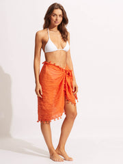 Seafolly Cotton Gauze Sarong in Mandarin, view 2, click to see full size