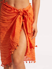 Seafolly Cotton Gauze Sarong in Mandarin, view 1, click to see full size