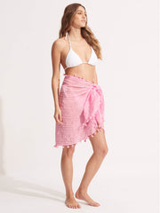Seafolly Cotton Gauze Sarong in Parfait Pink, view 4, click to see full size