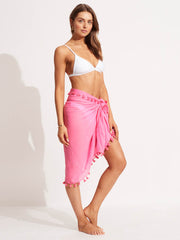 Seafolly Cotton Gauze Sarong in Pink, view 3, click to see full size
