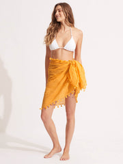 Seafolly Cotton Gauze Sarong in Rockmelon, view 4, click to see full size