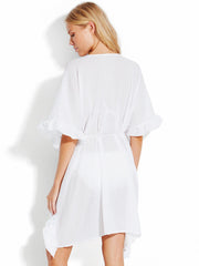 Seafolly Lace Trim Kaftan White, view 2, click to see full size
