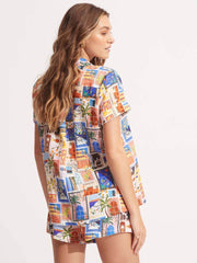 Seafolly On Vacation Shirt in Azure, view 2, click to see full size