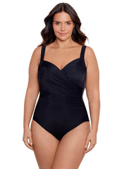 Miraclesuit Solid Women's Plus Sanibel One Piece In Black, view 1, click to see full size