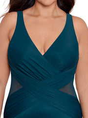 Miraclesuit Illusionist Women's Plus Crossover In Nova Green, view 4, click to see full size