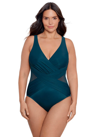 Miraclesuit Illusionist Women's Plus Crossover In Nova Green