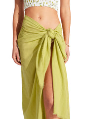 Seafolly Textured Cotton Beach Wrap In Soft Olive, view 3, click to see full size