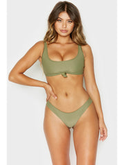 Frankies Bikinis Greer Ribbed Cheeky Bottom Olive, view 4, click to see full size