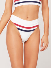 L*Space Wilson High Waist Bottom White/Strawberry, view 1, click to see full size