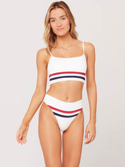 L*Space Wilson High Waist Bottom White/Strawberry, view 4, click to see full size