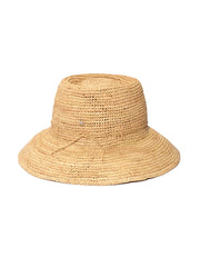 Echo Raffia Packable Bucket Hat In Natural, view 3, click to see full size
