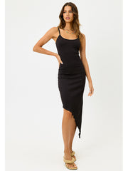 Frankies Bikinis Erma Plisse Dress In Black, view 1, click to see full size