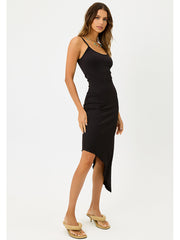 Frankies Bikinis Erma Plisse Dress In Black, view 3, click to see full size