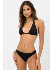 Frankies Bikinis Harlow Plisse Top In Black, view 3, click to see full size