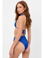 Frankies Bikinis Harlow Plisse Top In Cerulean, view 2, click to see full size