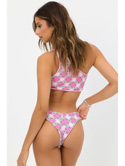 Frankies Bikinis Syd Terry Top In Pink Daisy, view 2, click to see full size