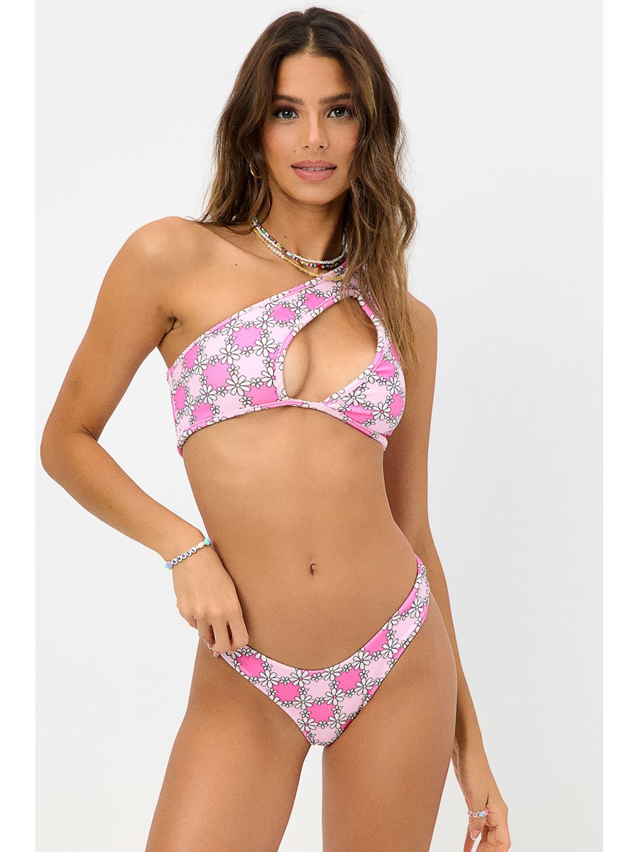 Frankies Bikinis Syd Terry Top In Pink Daisy