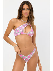 Frankies Bikinis Syd Terry Top In Pink Daisy, view 3, click to see full size