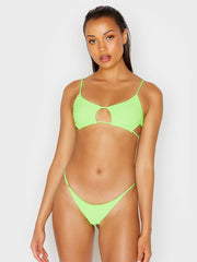 Frankies Bikinis Willa Ribbed Skimpy Bottoms Acid Green, view 4, click to see full size