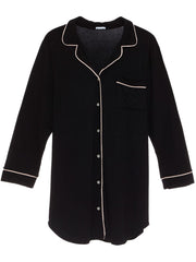 Eberjey Gisele Sleep Shirt in Black/Sorbet Pink, view 3, click to see full size