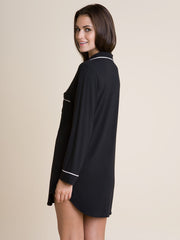Eberjey Gisele Sleep Shirt in Black/Sorbet Pink, view 2, click to see full size
