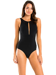 JETS One Piece High Neck Black, view 1, click to see full size
