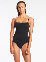 Jets Isla Rib Minimal One Piece In Black, view 1, click to see full size