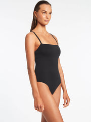 Jets Isla Rib Minimal One Piece In Black, view 3, click to see full size