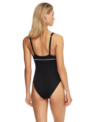 JETS Classique D/DD Underwire One Piece Black/White, view 2, click to see full size