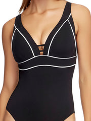 JETS Classique D/DD Underwire One Piece Black/White, view 3, click to see full size