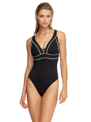 JETS Classique D/DD Underwire One Piece Black/White, view 1, click to see full size