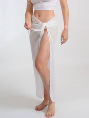 Koy Resort Escape Mesh Sarong in White, view 4, click to see full size