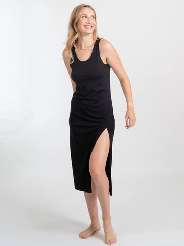 Koy Resort Escape Knit Asymmetrical Dress in Black